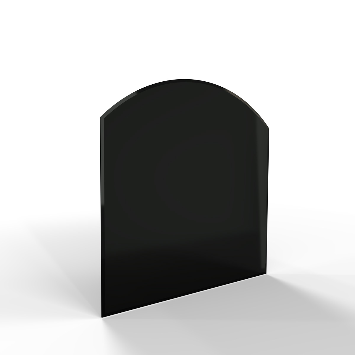 Sklo pod kamna - FLAMINGO Oblouk 1000x1000 mm, černé, fazeta / R725 / 6 mm Sklo pod kamna - FLAMINGO Oblouk 1000x1000 mm, černé, fazeta / R725 / 6 mm