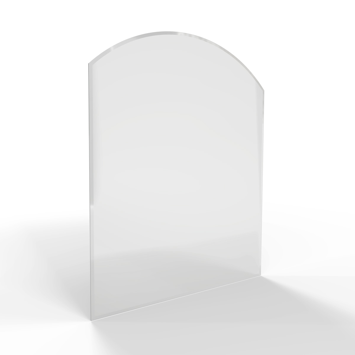 Sklo pod kamna - FLAMINGO Oblouk 1000x1200 mm, fazeta / R725 / 6 mm Sklo pod kamna - FLAMINGO Oblouk 1000x1200 mm, fazeta / R725 / 6 mm