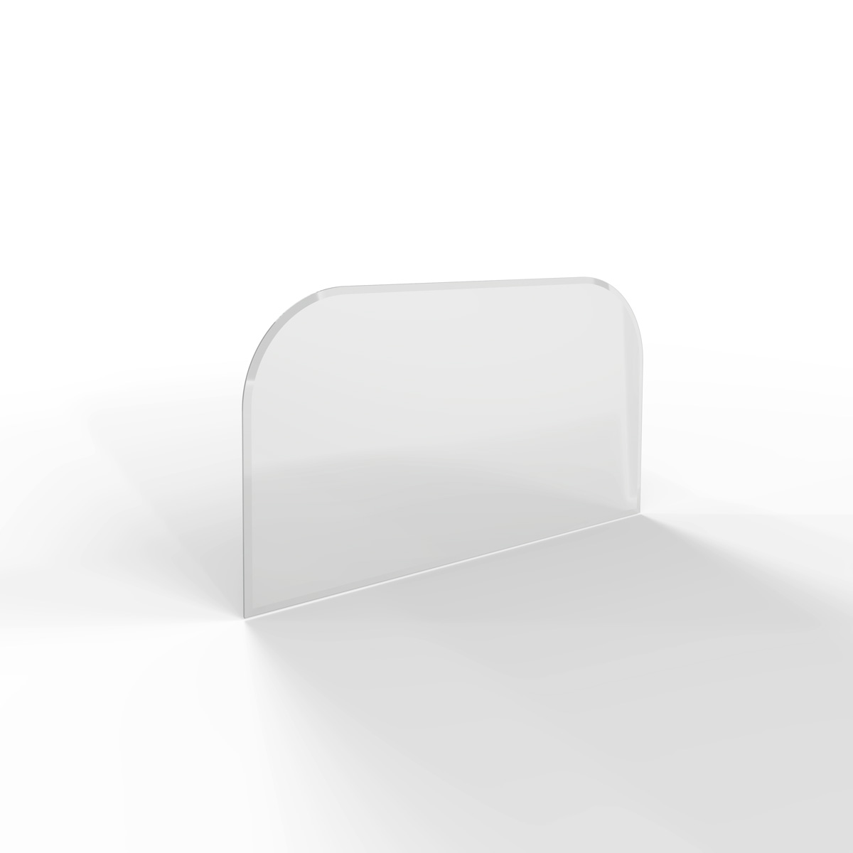 Sklo pod kamna - FLAMINGO Oblouk 1000x550 mm, fazeta / 2xR200 / 6 mm Sklo pod kamna - FLAMINGO Oblouk 1000x550 mm, fazeta / 2xR200 / 6 mm
