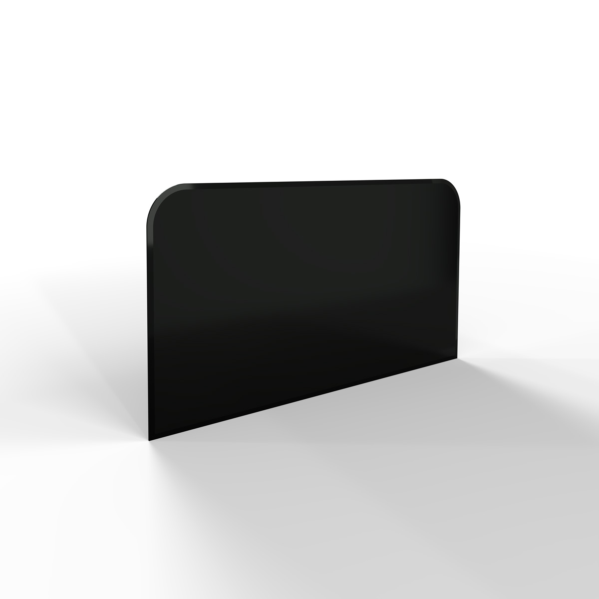 Sklo pod kamna - FLAMINGO Oblouk 1100x600 mm, černé, fazeta / 2xR100 / 6 mm Sklo pod kamna - FLAMINGO Oblouk 1100x600 mm, černé, fazeta / 2xR100 / 6 mm