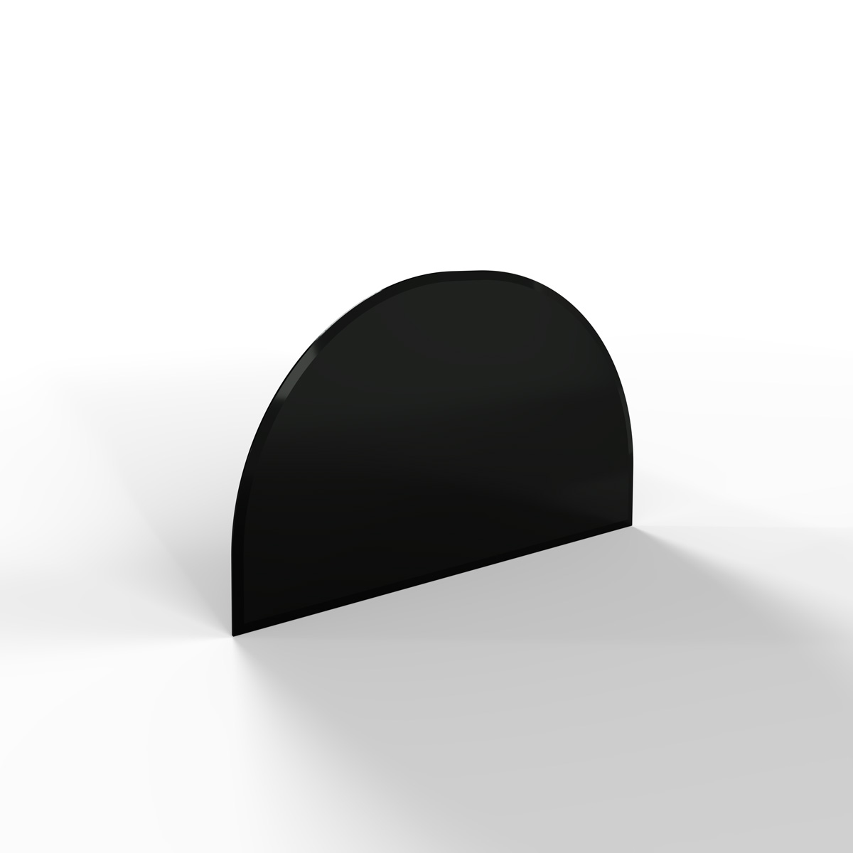 Sklo pod kamna - FLAMINGO Oblouk 700x450 mm, černé, fazeta / R350 / 6 mm Sklo pod kamna - FLAMINGO Oblouk 700x450 mm, černé, fazeta / R350 / 6 mm